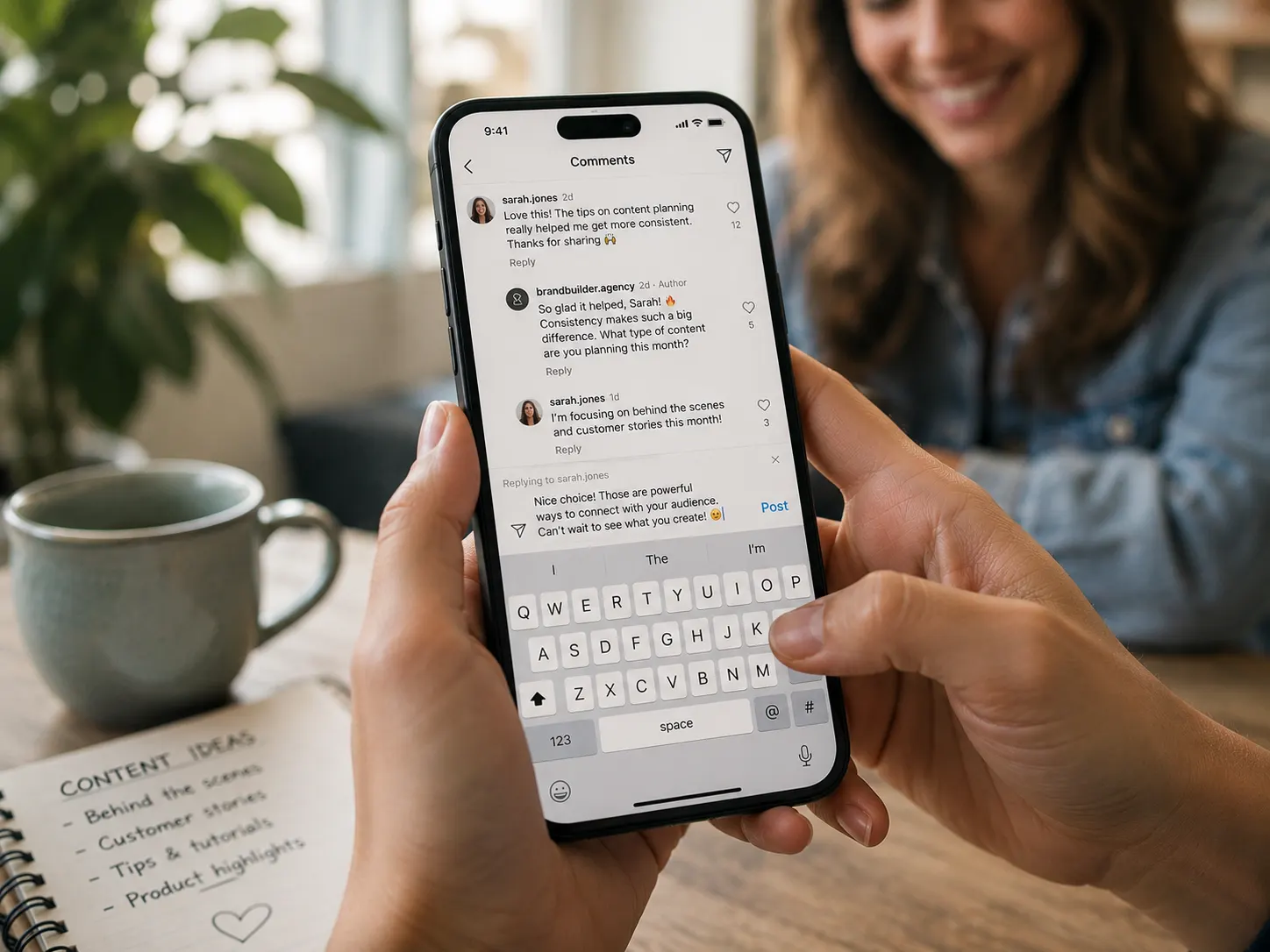 Close up of phone with social media icons