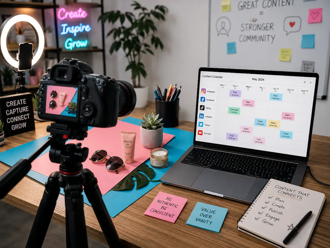Social media management dashboard on device