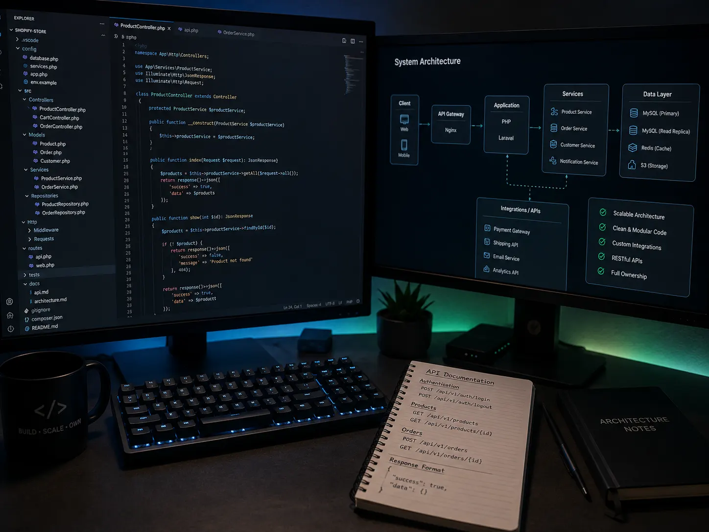 Custom web development workspace at Cosmo Rank